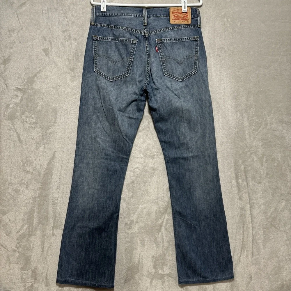 Levi's 527 Slim Bootcut‎ Jeans Men's 30 Blue Medium Wash Stretch Denim Whiskers